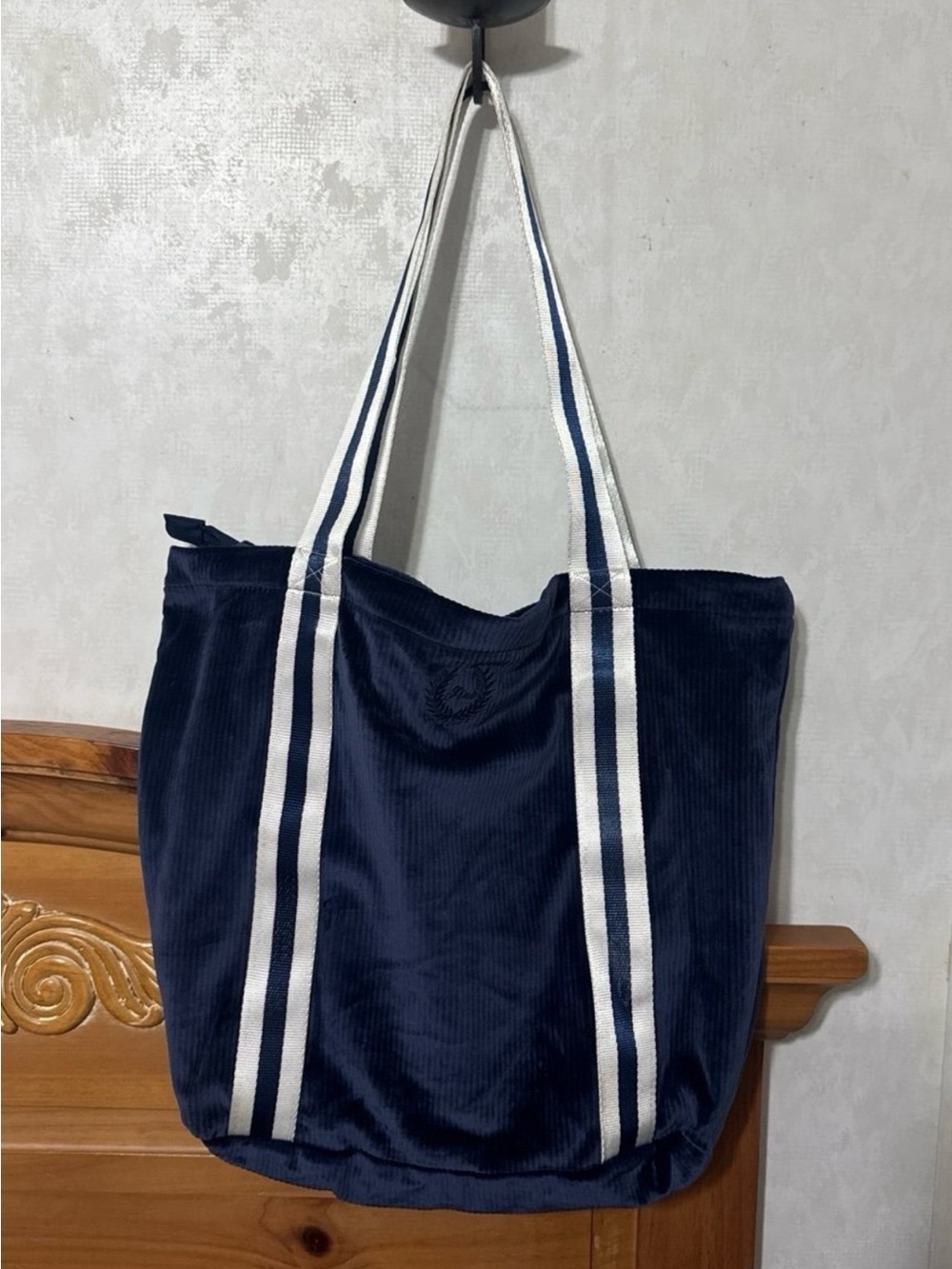 Victoria's Secret pink.. Navy Blue Tote with White Striped Handles